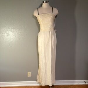 Niteline 100% silk fully lined winter white formal beaded straps